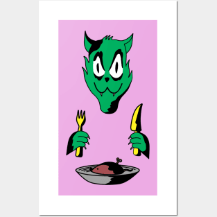 Cat dinner Posters and Art